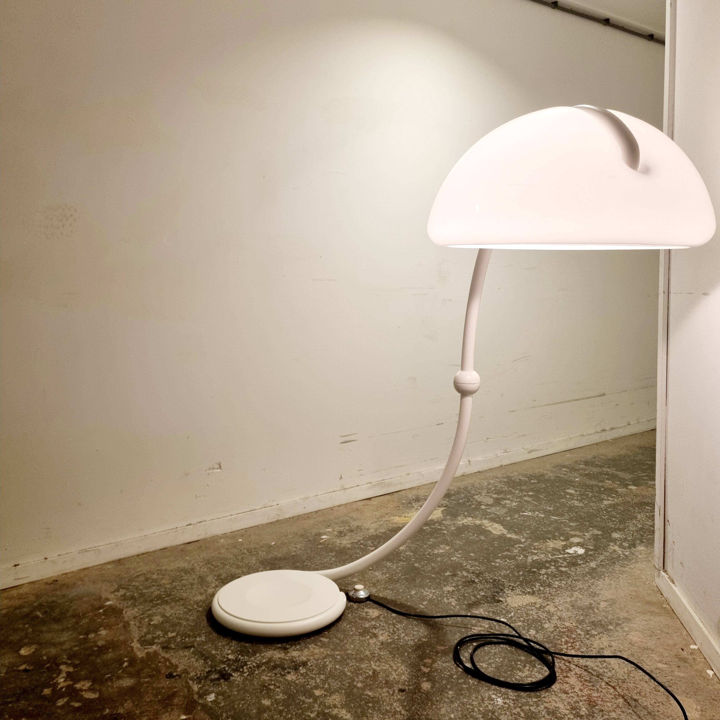 White Serpente Floor Lamp by Elio Martinelli for Martinelli Luce
