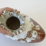 Vintage Brown Bud Fat Lava Ceramic Flower Art Vase Handmade Home Decor 1970