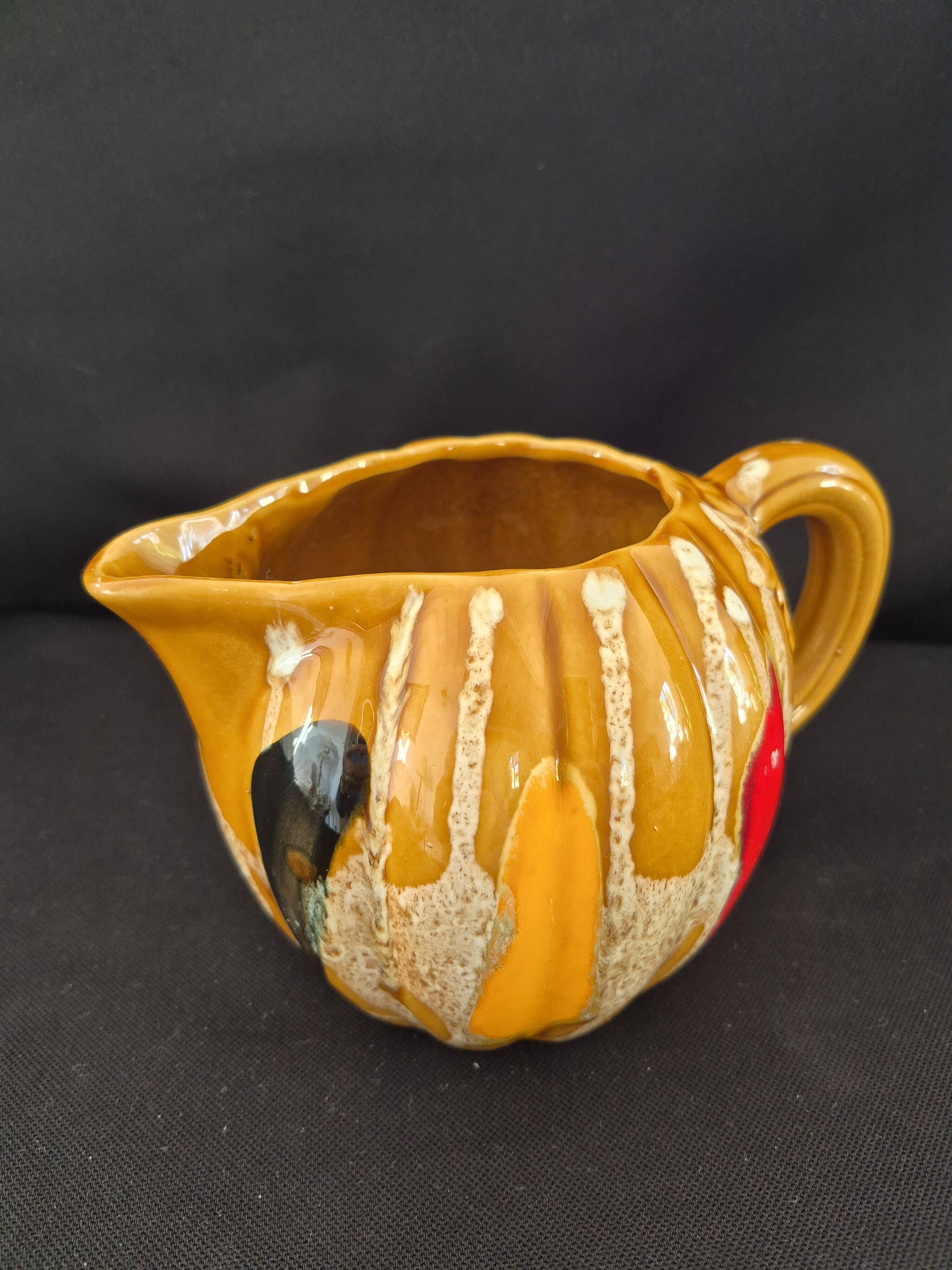 Melon-shaped ceramic jug, signed Poët-Laval, Cavaillon.