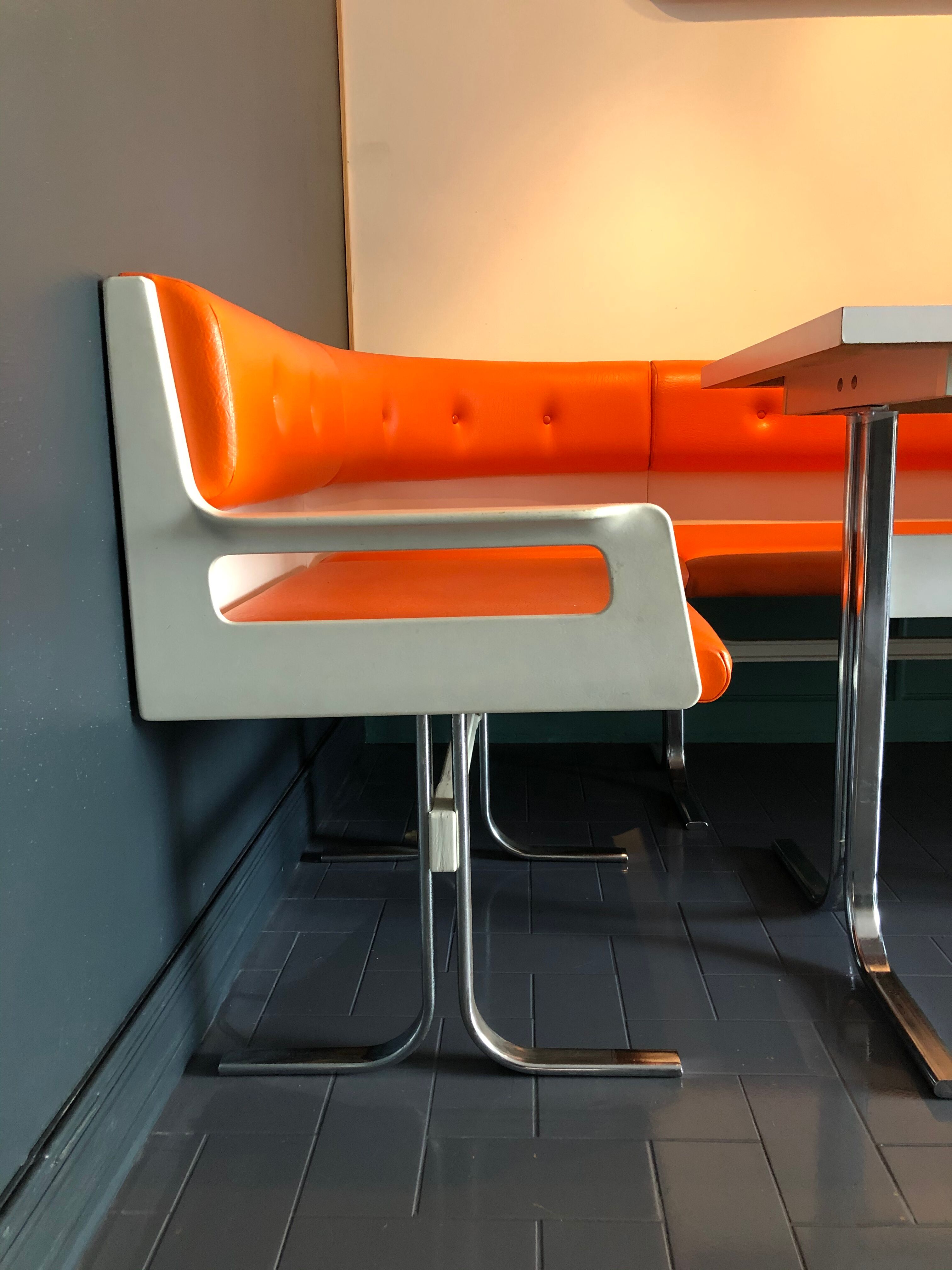 Vintage dining area bench and matching table