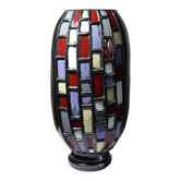 Large modernist ceramic art vase in vintage black glazed from 1950-1970.