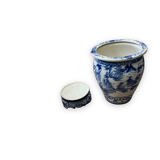 Cache pot vietnamien en porcelaine blanche et bleue