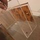 Lucite and brass magazine rack, 1970-80.