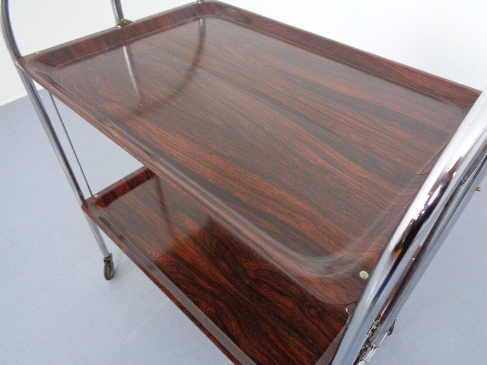Vintage Optic Rosewood Pressalit Tea Cart, 1970s