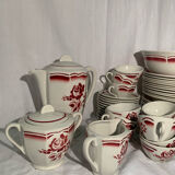 Art Deco pink earthenware service by Badonviller, porcelain, circa 1930