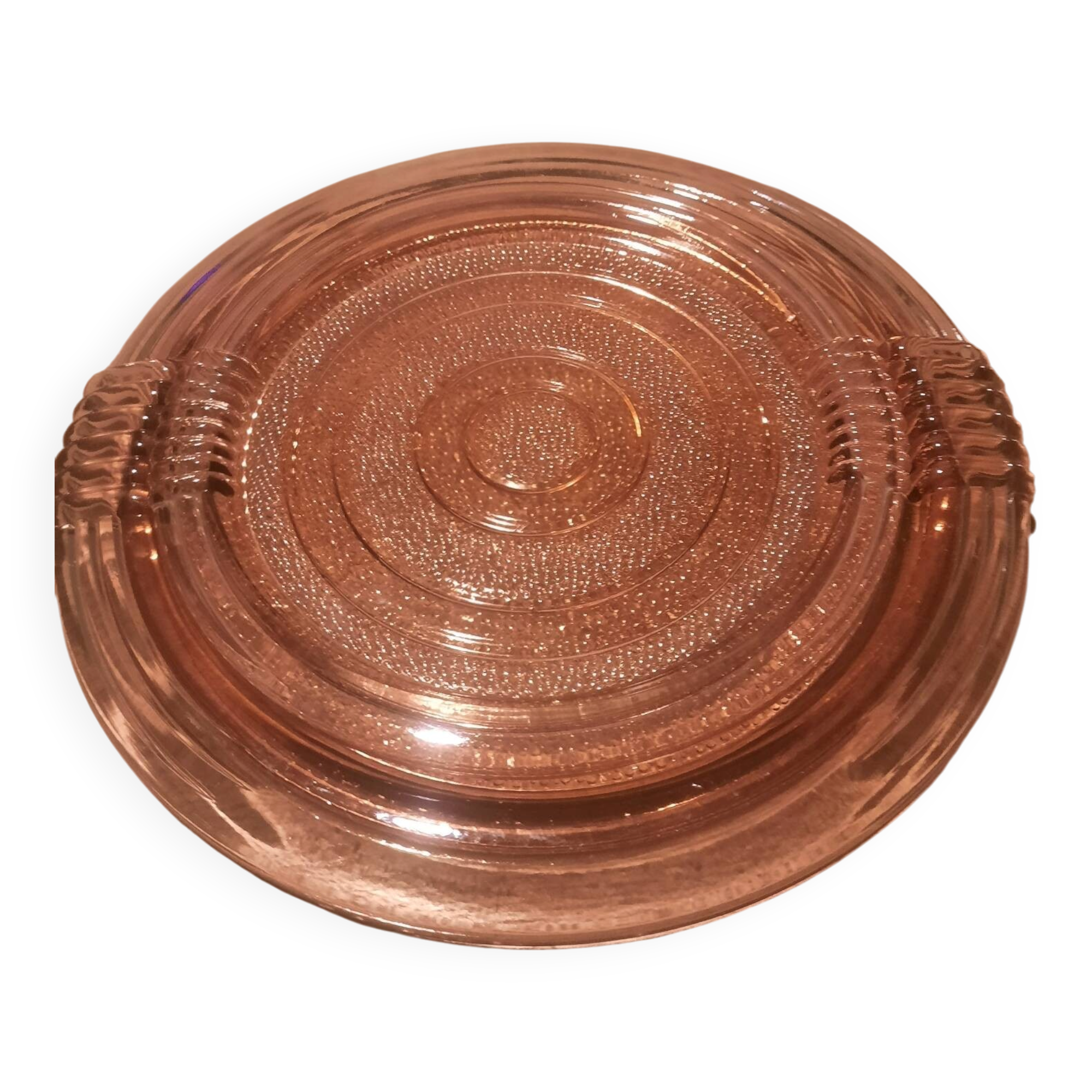 Lot de deux plats art déco en verre rosaline