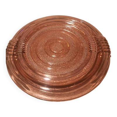 Lot de deux plats art déco en verre rosaline