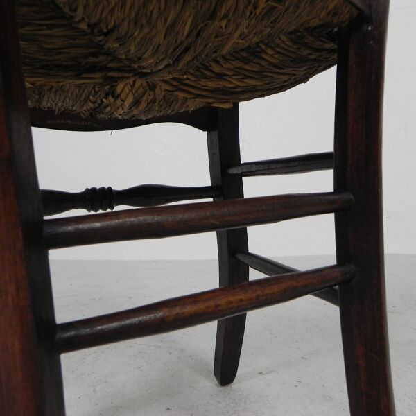 Set of 6 farm chairs with wicker seats, around 1900