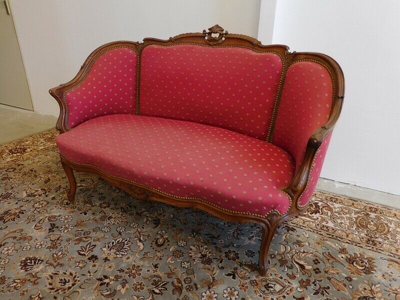 2-seater sofa bench Louis XV walnut from the 19th century
