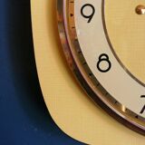 Clock formica vintage silent wall pendulum "Yellow Odo"