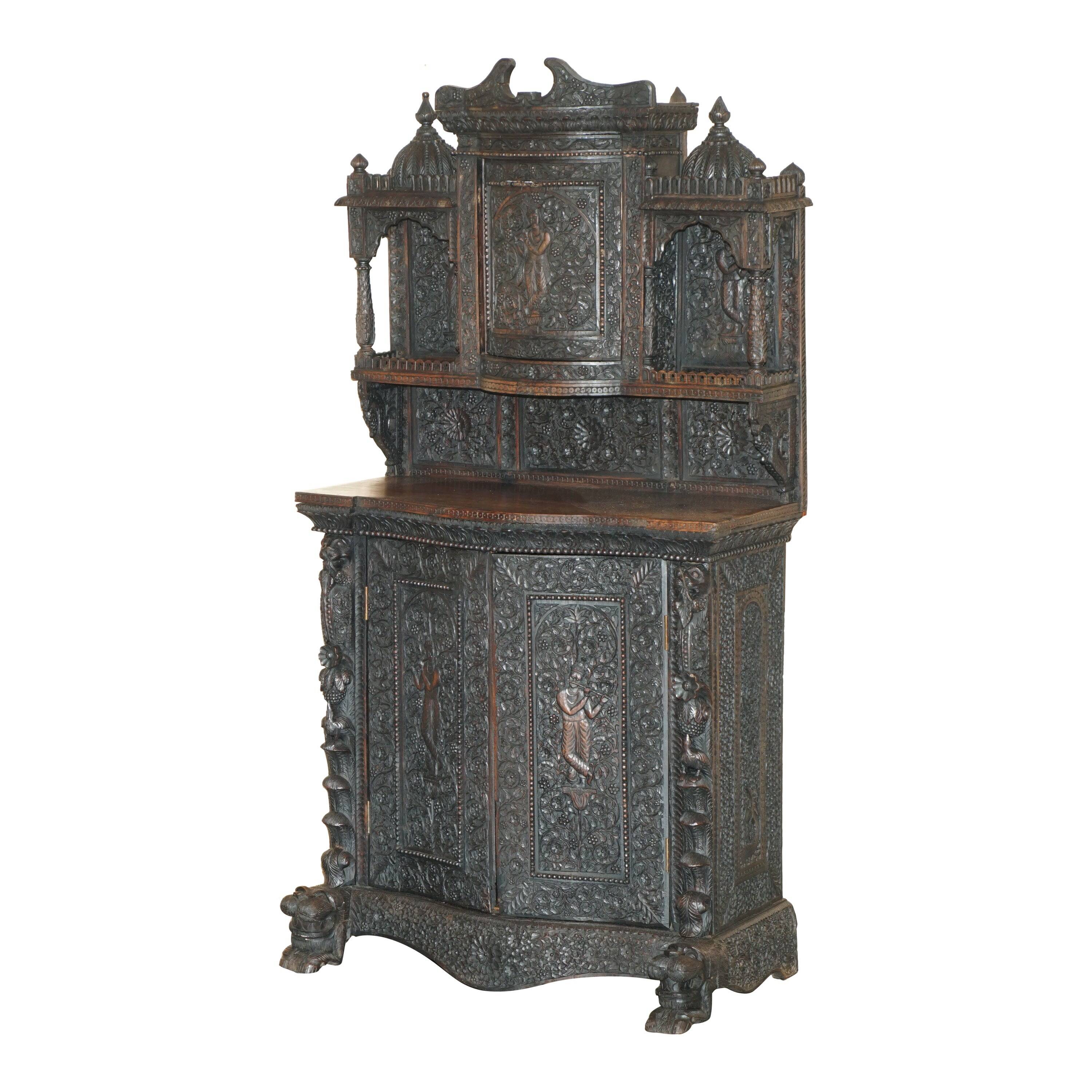 Buffet antique sculpté main style temple birman vers 1860