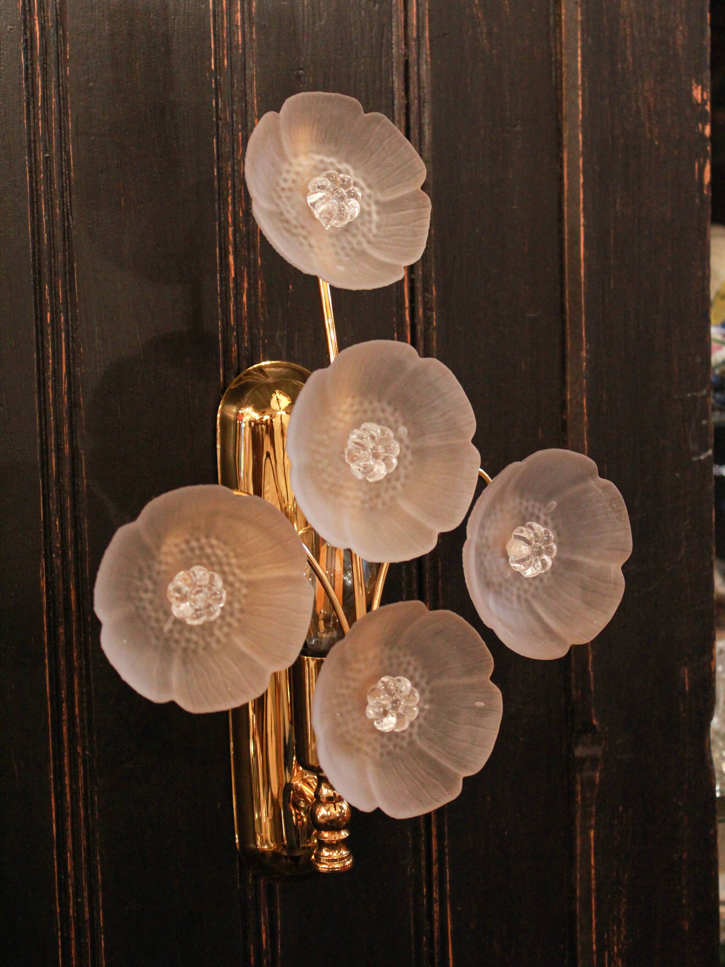 Pair of vintage floral wall sconces