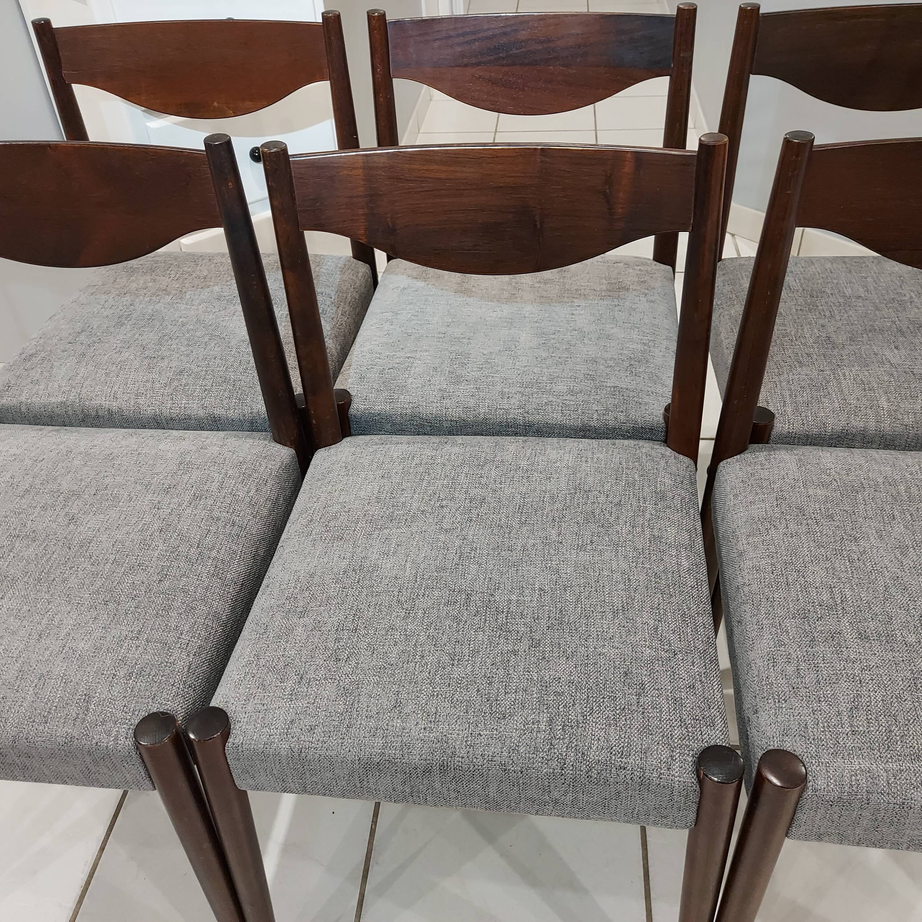Suite of 6 vintage scandinavian chairs 1960s