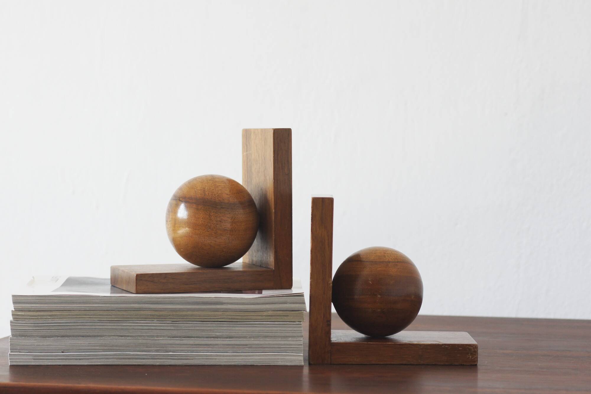 Mid-Century Wooden Bookends, 1950s, Set of 2