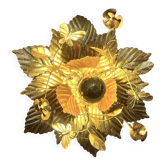 Vintage gold leaf metal flower wall light Florentine wall sconce