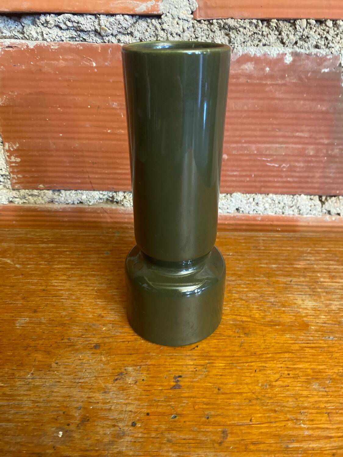 Vase Rouleau Ancien Villenauxe Letang Céramique Verte Vintage
