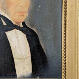 Oil on panel, old portrait, gilded wooden frame, country decoration