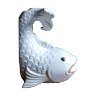 White ceramic string dispenser fish