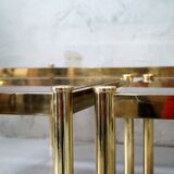 Ensemble de 3 tables basses en laiton minimalistes italiennes, années 1970