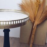 Brass, wood and marble coffee table