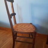 Antique chair low seat braided