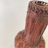 Japanese Ikebana vase, ceramic and bamboo