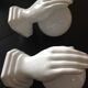 Pair of hand ceramic and opaline wall lamps vintage