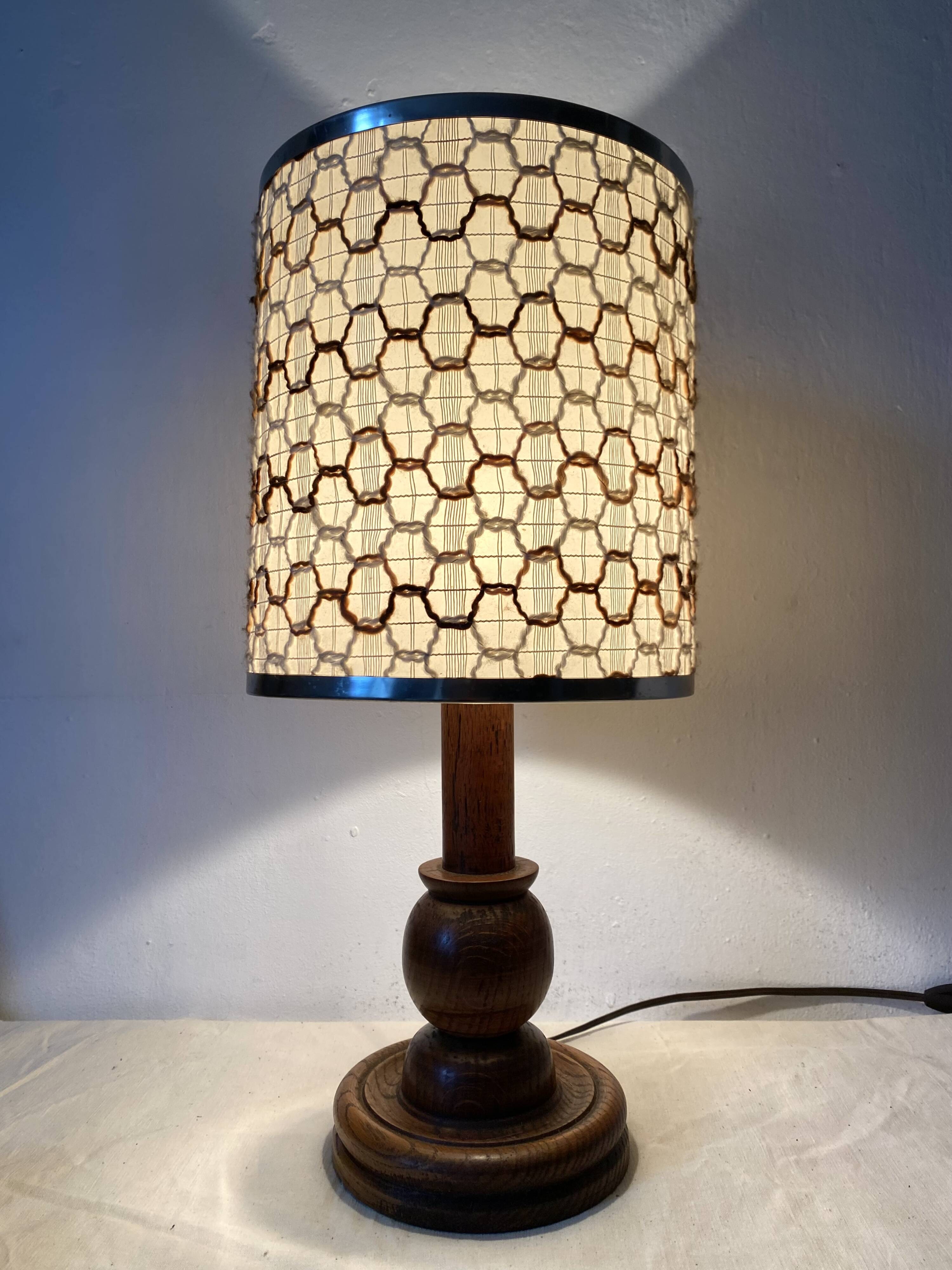 Lampe vintage bois tourné 56 cm , 1970