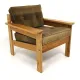 Scandinavian armchair in pine and velvet, Sweden, 1970