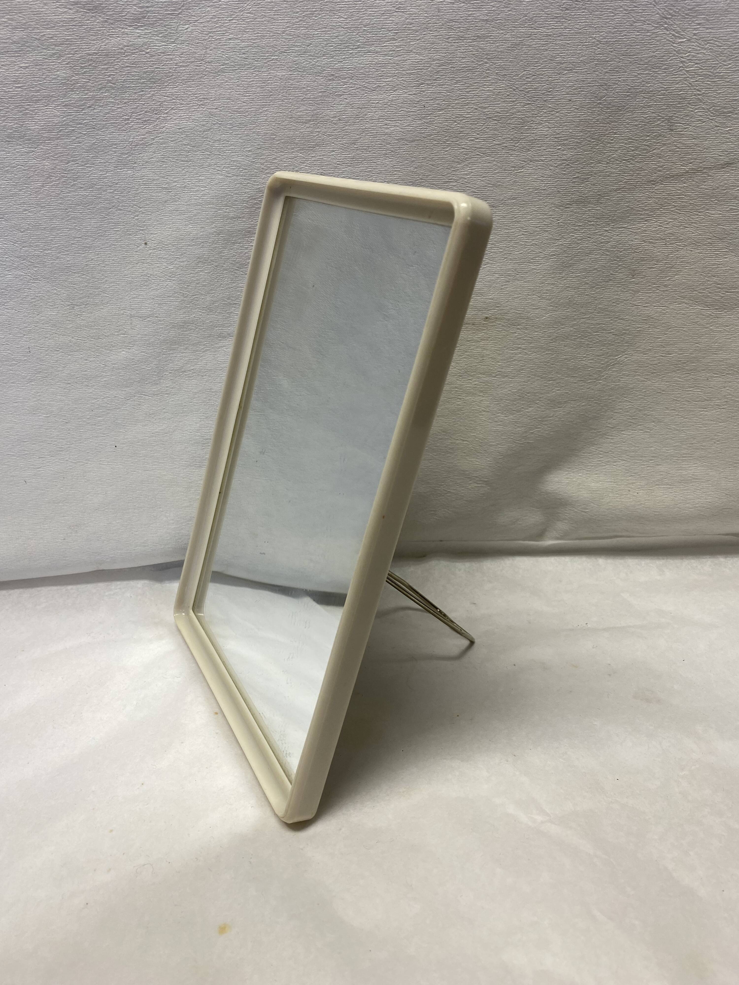 Vintage bakelite white barber mirror