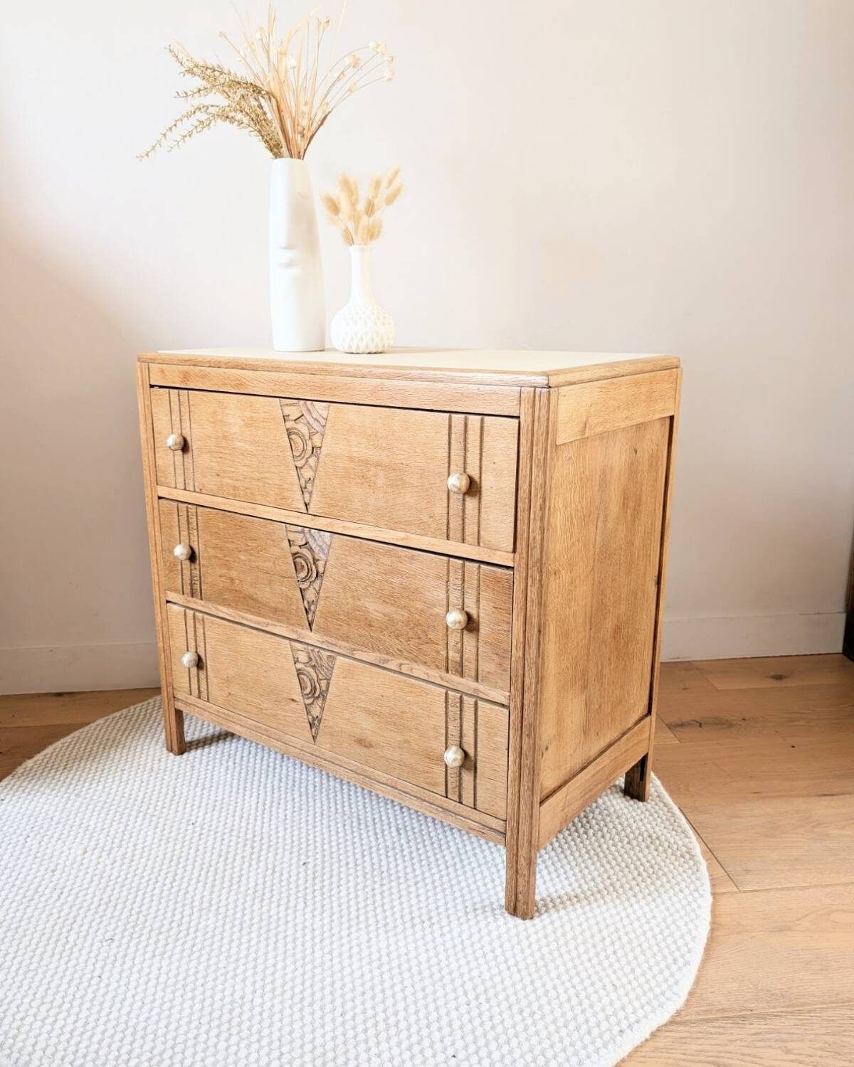 Renovated Art Deco oak chest of drawers