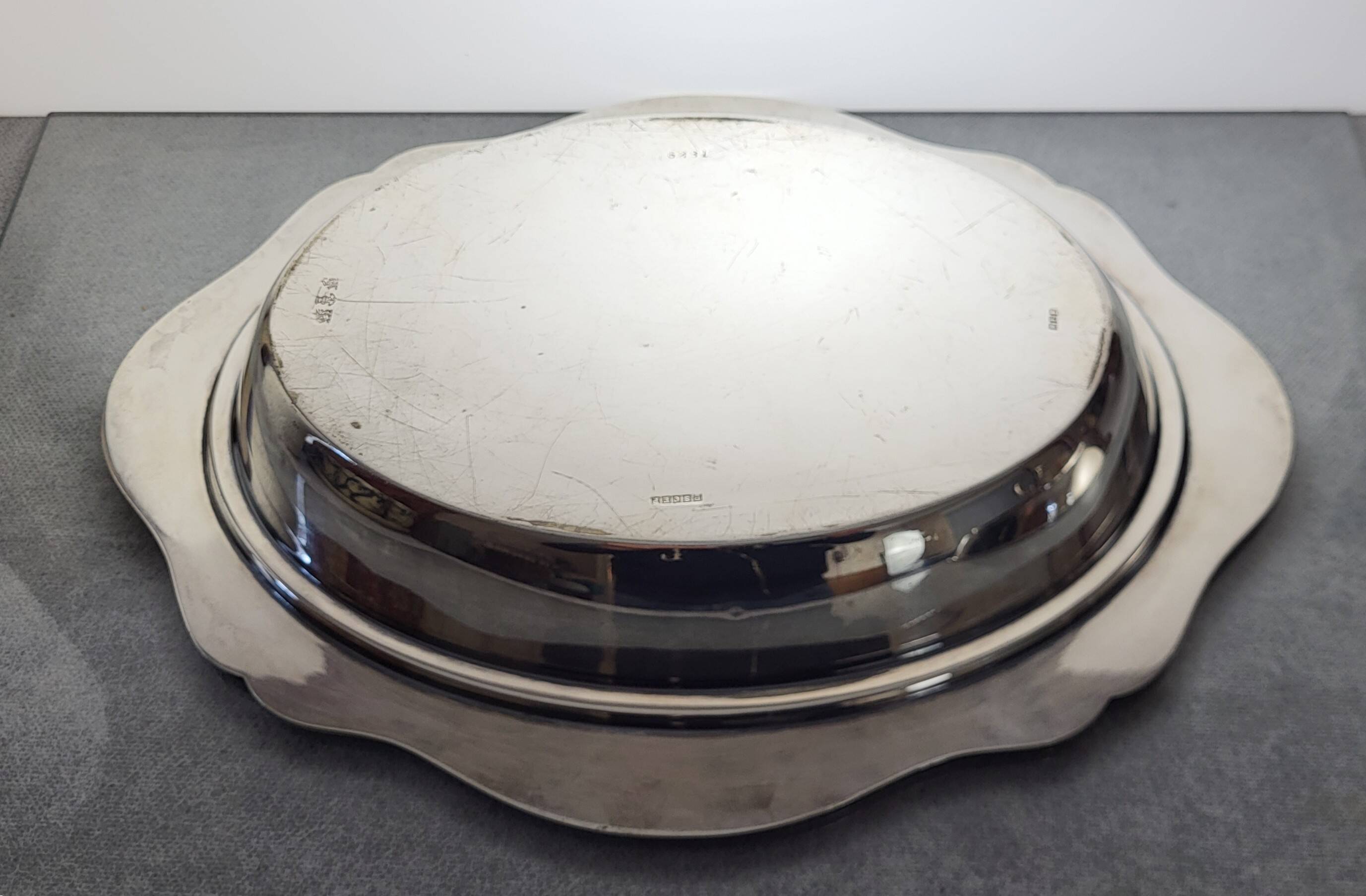English silver-plated covered vegetable dish