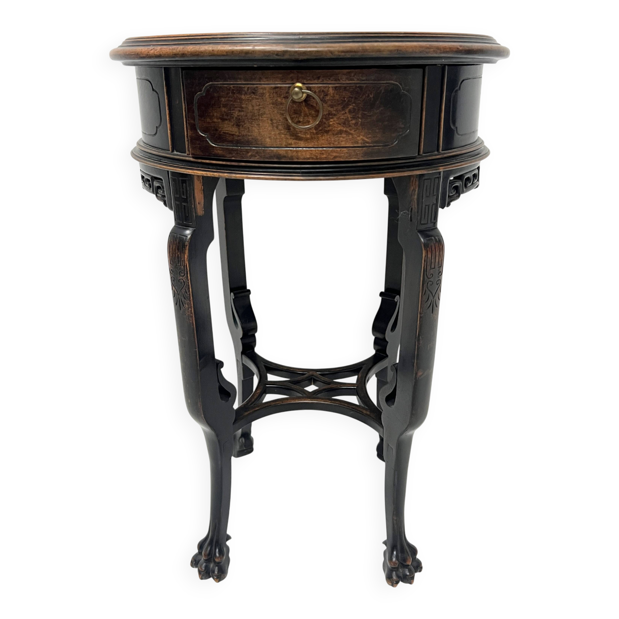 Guéridon de style asiatique en bois naturel XX siècle