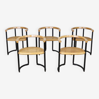 Ensemble de 5 chaises de salle à manger Tito Agnoli Achillea pour Ycami, Italie 1970