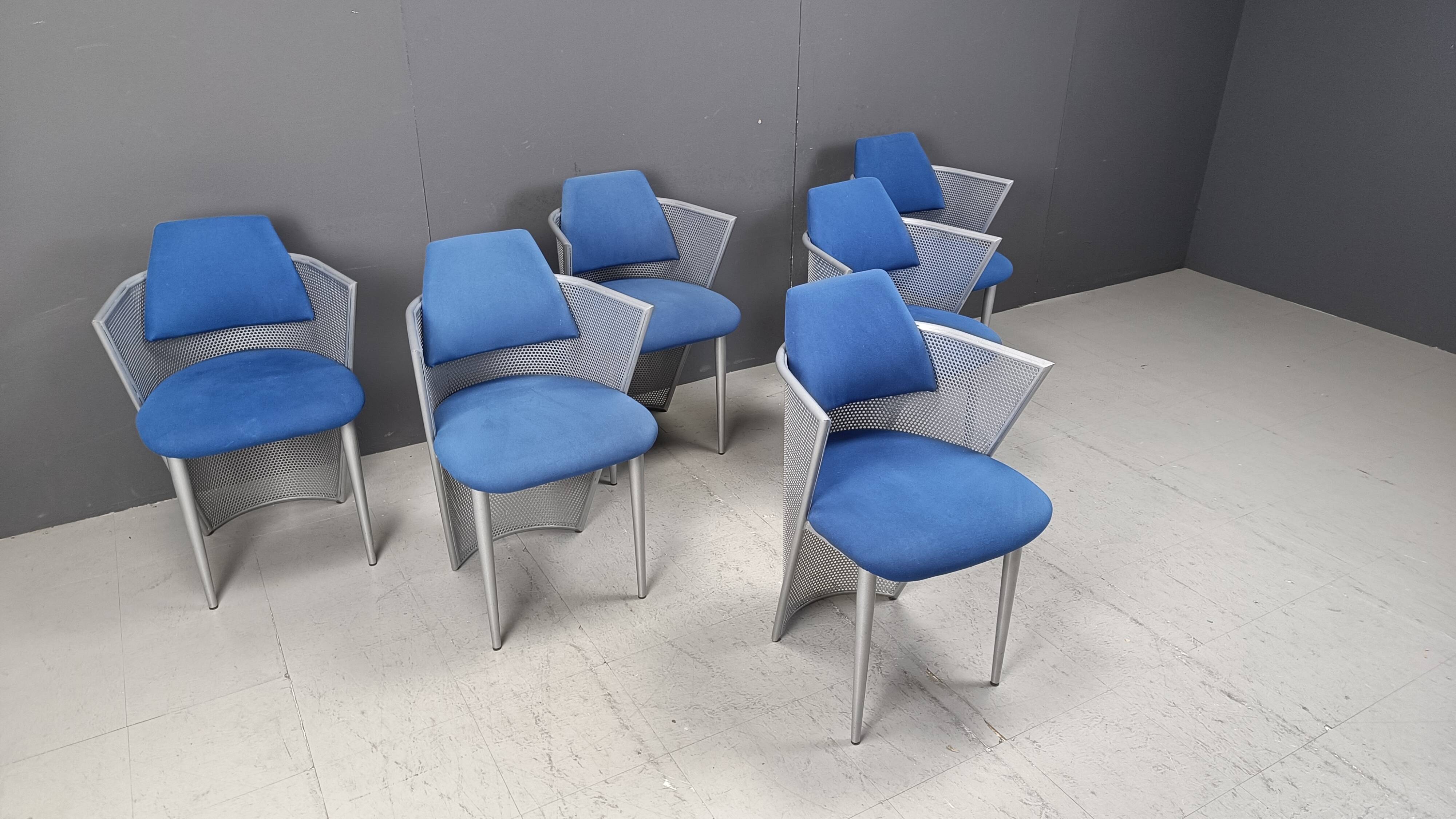 Set of 6 postmodern dining chairs, 1980s