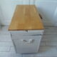Vintage chest on casters pearl gray interior slate gray, oak top.