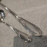 2 Silver-plated soup and sauce ladles with rocaille ribbon decoration