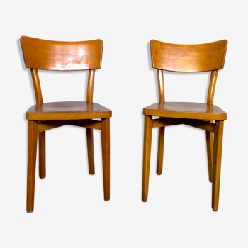 Paire de chaises en bois troquet bistrot