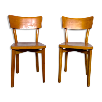 Pair of wooden chairs bistrot