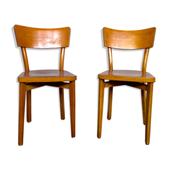 Pair of wooden chairs bistrot