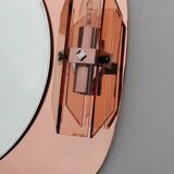 Designer mirror with its Italian pink glass sconces Veca vintage 1970.