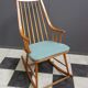 Mid century wooden rocking chair with blue upholstery  1960s