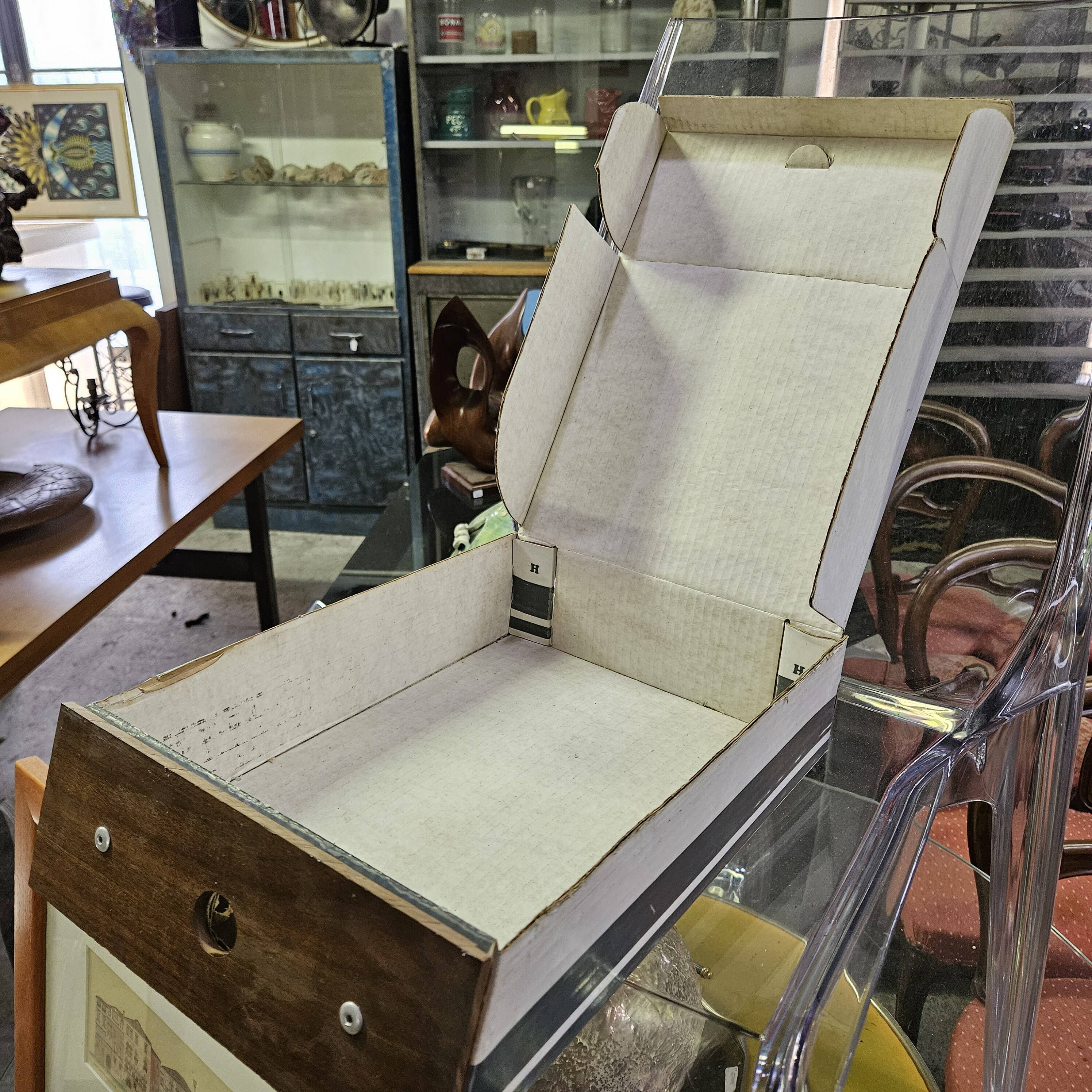 Clem industrial cabinet with 60 A4-sized drawers and riveted walnut fronts