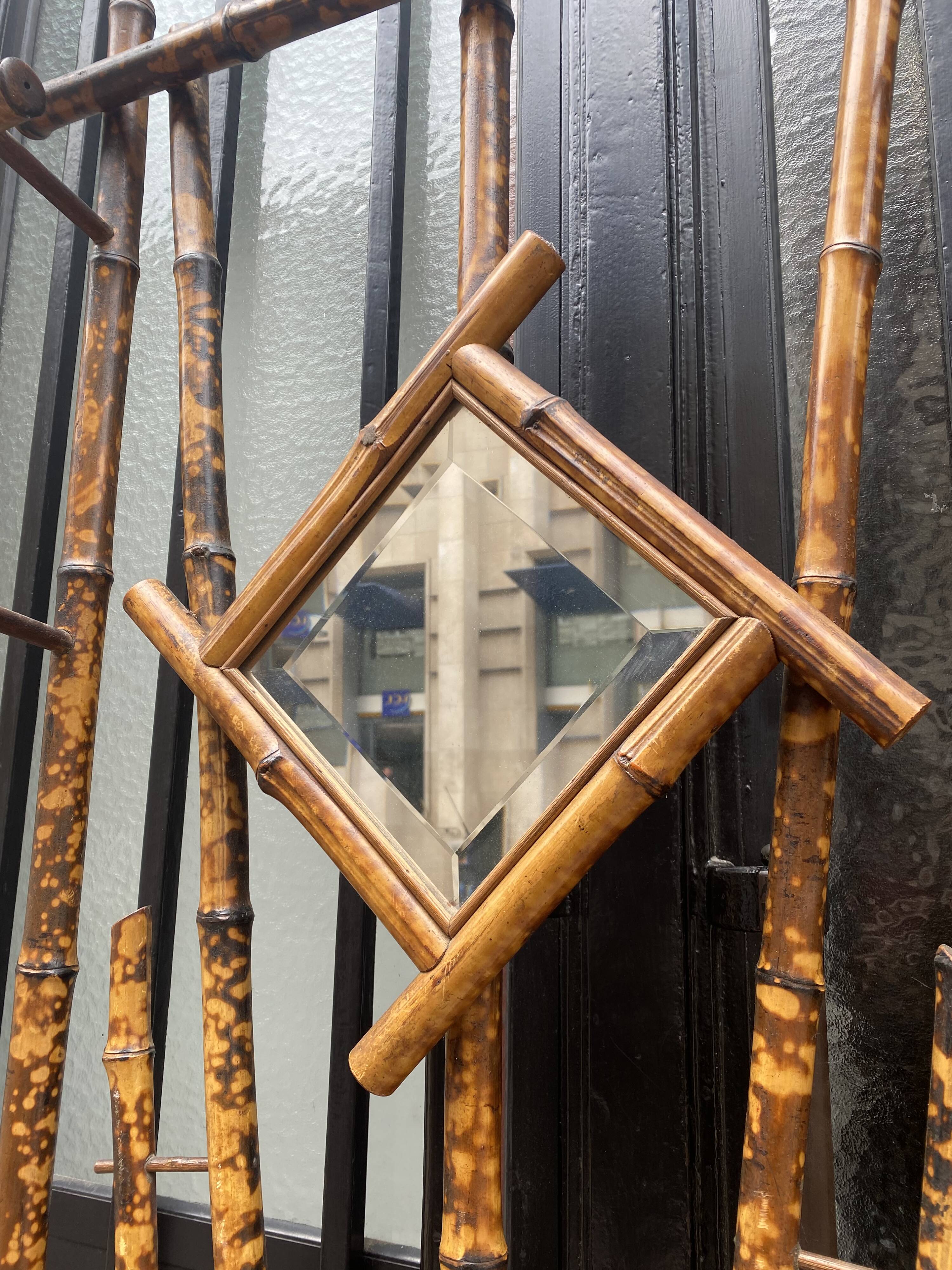 Vintage patinated bamboo coat holder