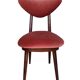 Mid-century orange rose velvet heart chair, walnut wood, Poland, 1960s.