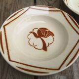 Set of 5 hollow plates signed Badonviller Collection Paradise bird décor