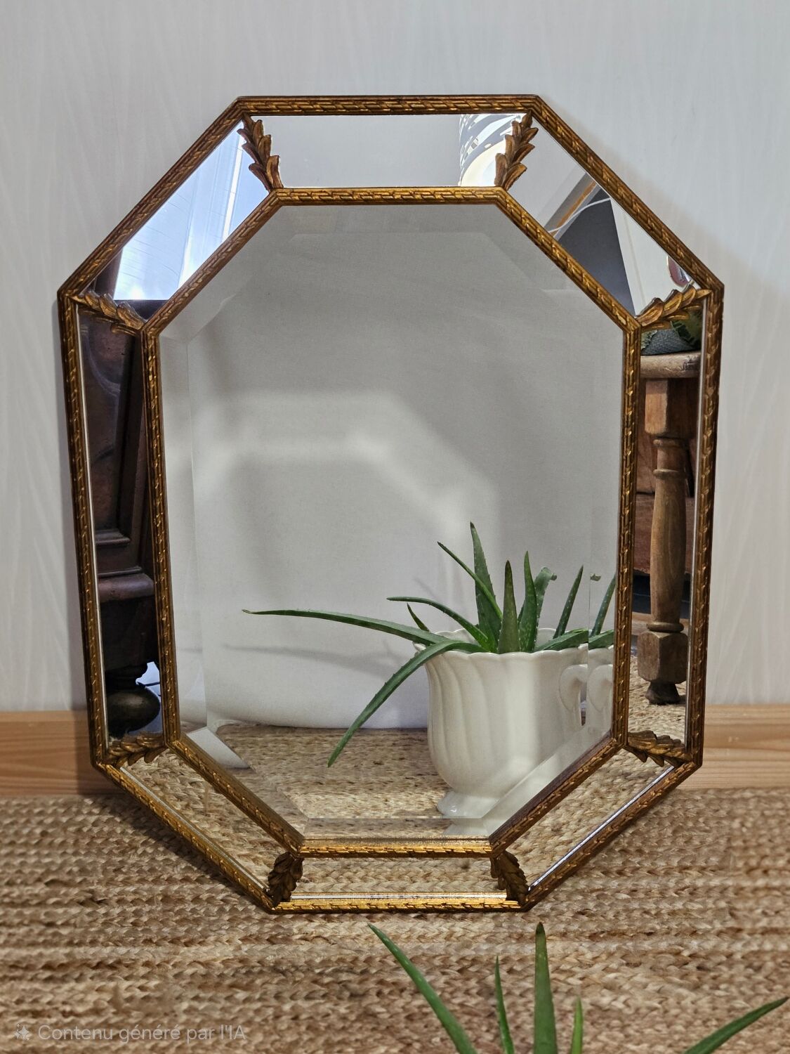 Bevelled mirror with neoclassical parcloses from the 20th century.