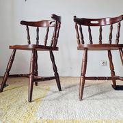Set of 4 Western Bistro Chairs in Solid Wood – Vintage Pub Style