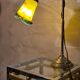 Lampe 1900 réglable laiton tulipe pate verre