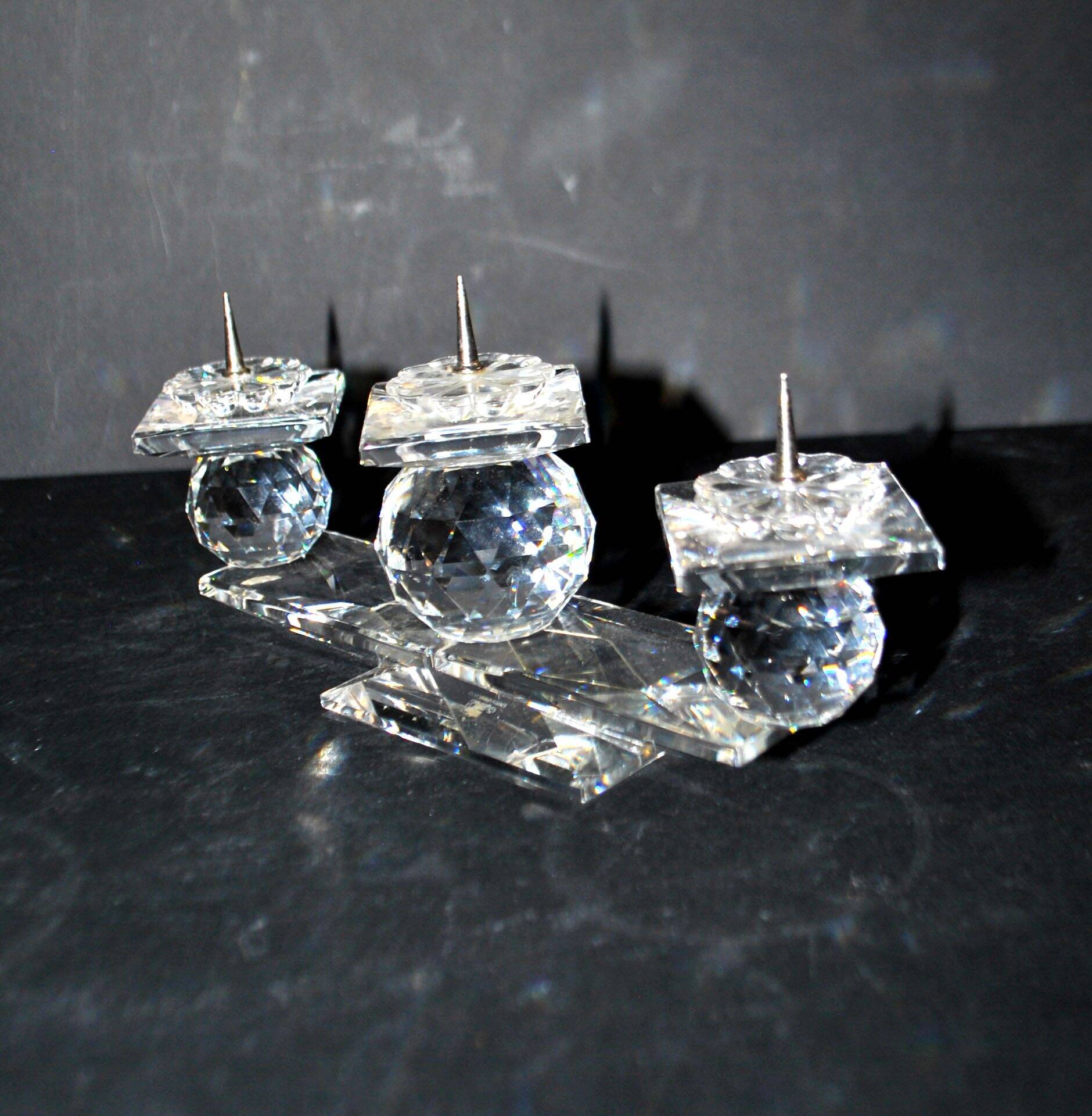 Swarovski candlestick in cut crystal signed sc swarovski design 1980